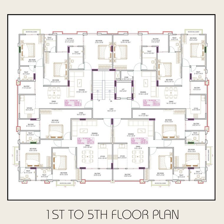 Typical floor plan, 1st to 5th floor